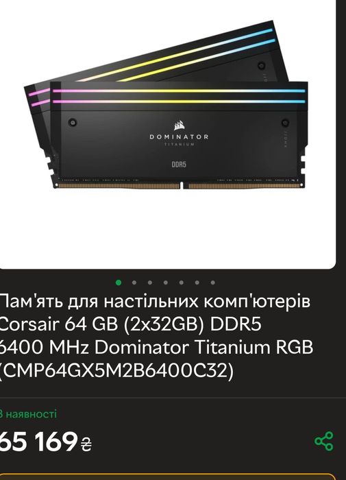 Corsair Dominator Platinum RGB Black DDR5-6400 64GB  Новая.