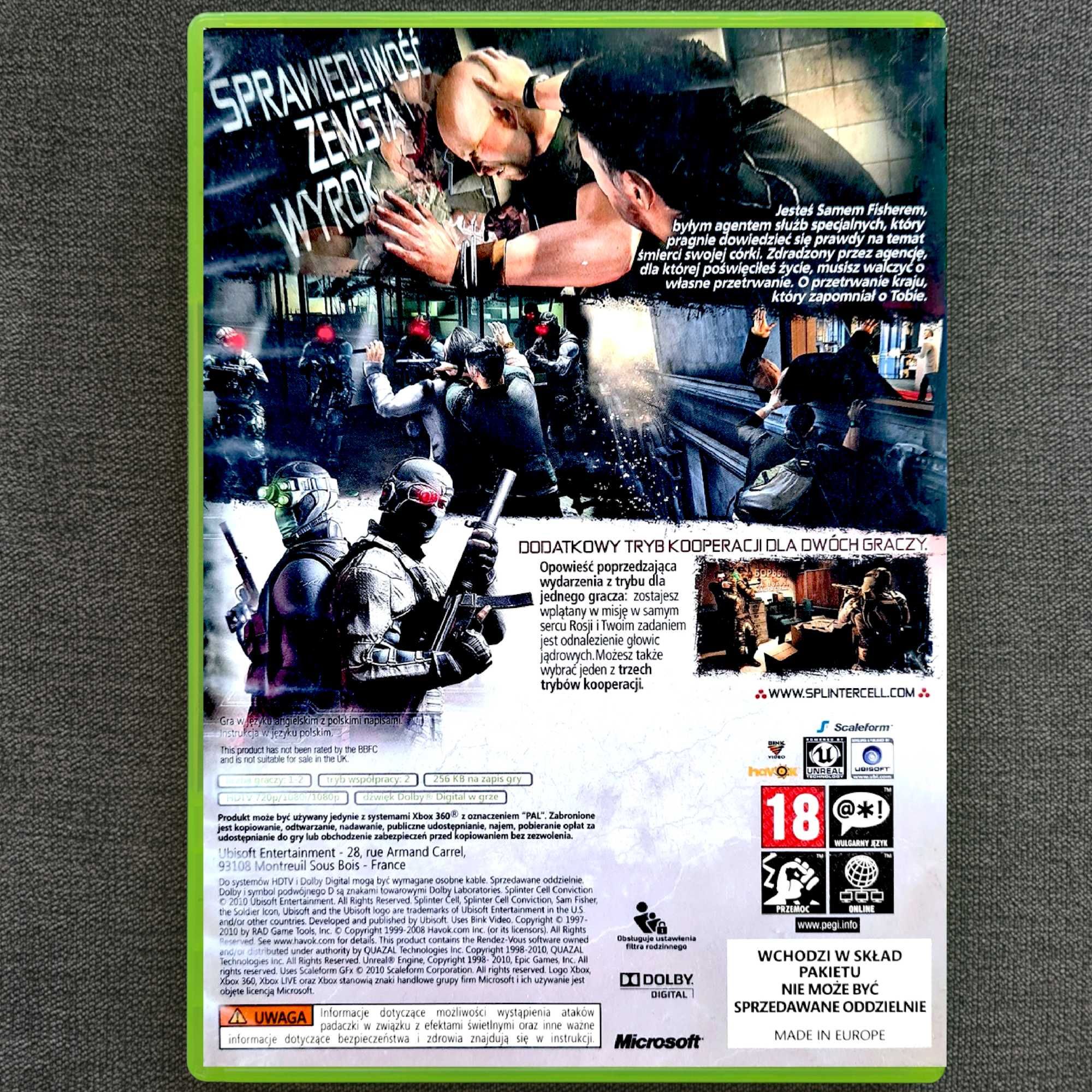 Tom Clancy's Splinter Cell Conviction PL Xbox 360