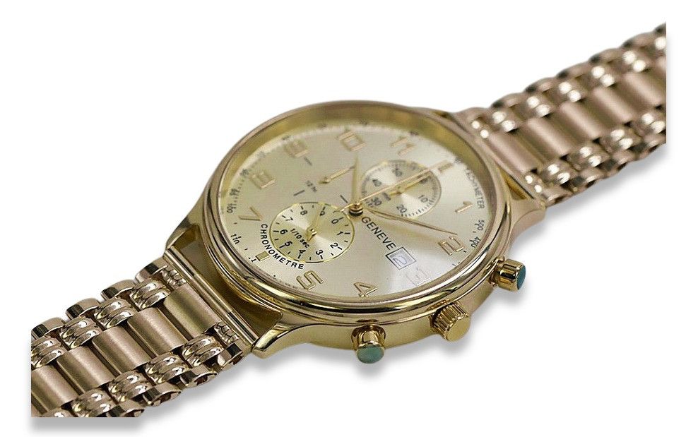 Męski zegarek z czerwonego złota 14k 585 Geneve mw005rdg&mbw006r K