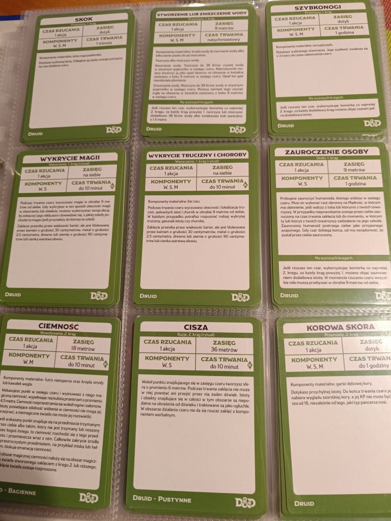 Dungeons and Dragons 5e karty czarów druida (cały komplet PL)