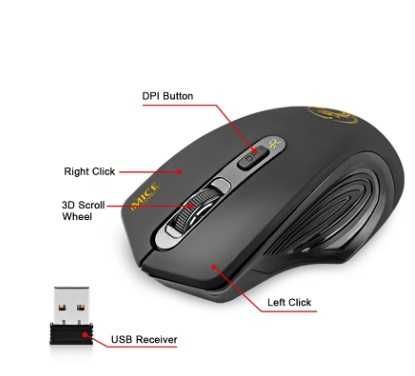 Imice bezprzewodowa mysz komputerowa ergonomiczna 2.4G, 2000DPI