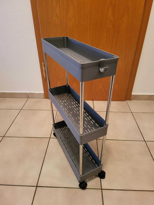 Wózek na kółkach 3 półki do kuchni łazienki szary NOWY
