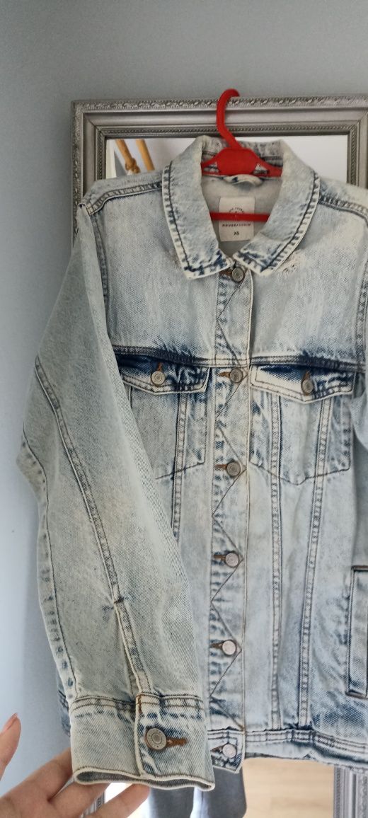 Kurtka jeansowa jeans jacket house markowa z przetarciami oversize