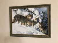 Вишита картина "Сімейство вовків" 71*55 см