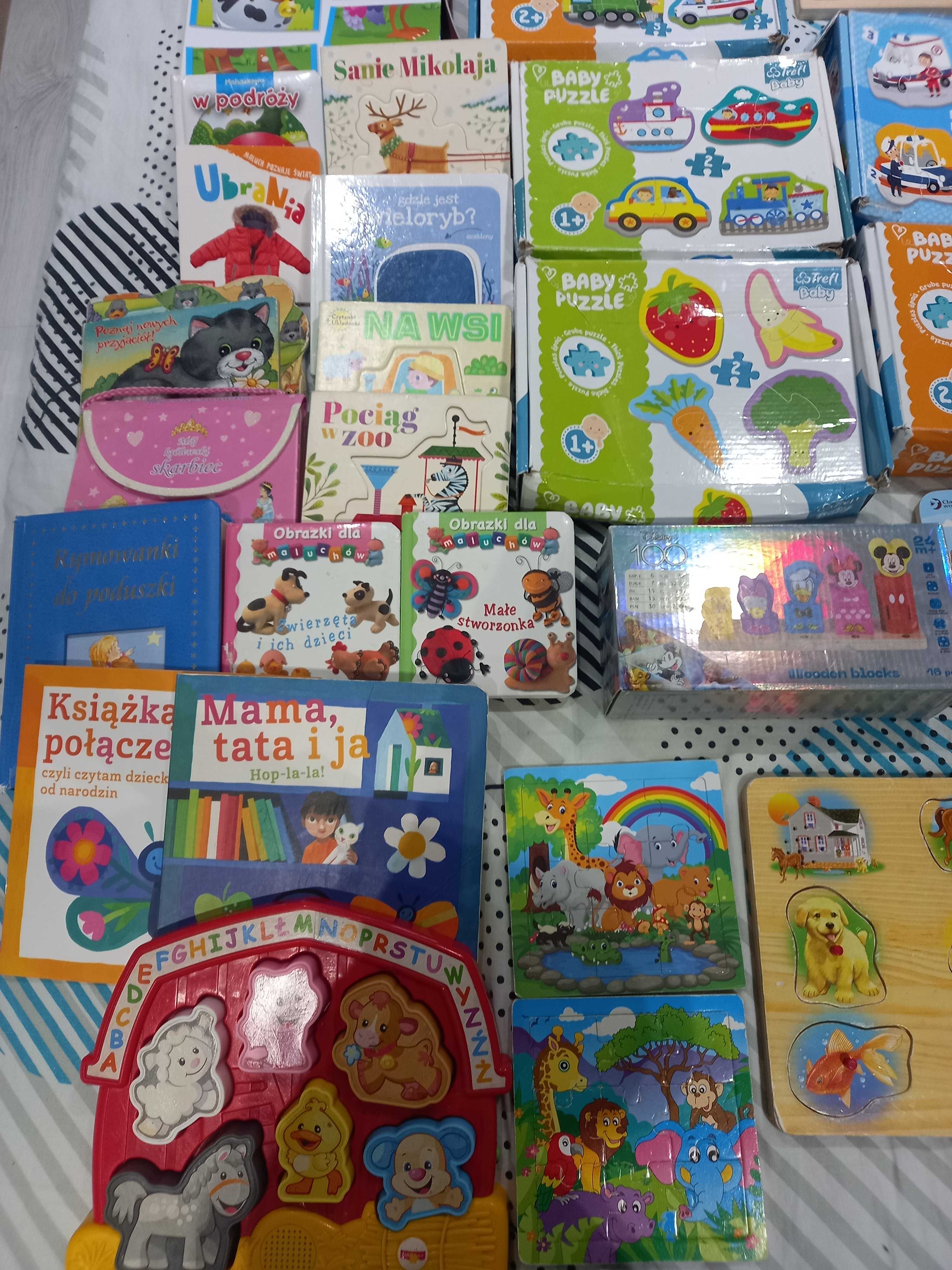Zabawki zestaw mellisa , trefl, puzzle, pojazdy, książeczki