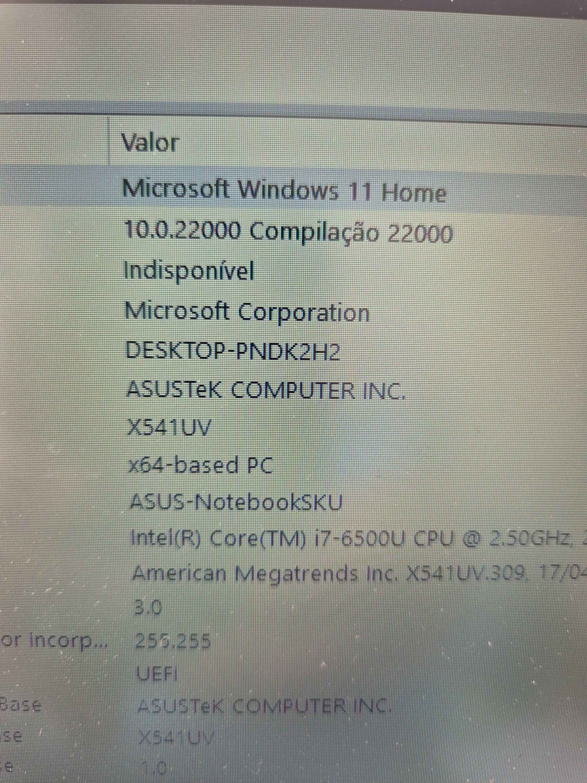 bateria Asus R541 testada sem anomalia, restantes peças sob consulta