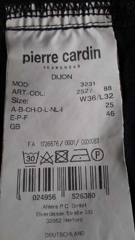 Czarne jeansy regular fit Pierre Cardin W36/L32