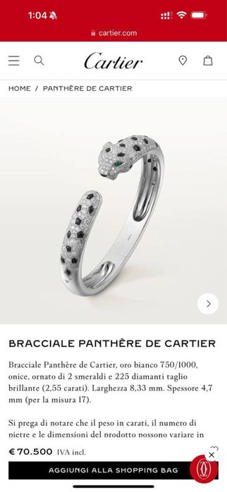 Золотой Браслет в стиле Cartier  Panthère с бриллиантами и изумрудами