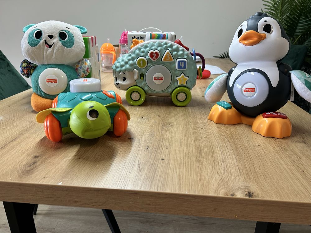 Zabawki fisher price żółw, jeż, panda pingiwn