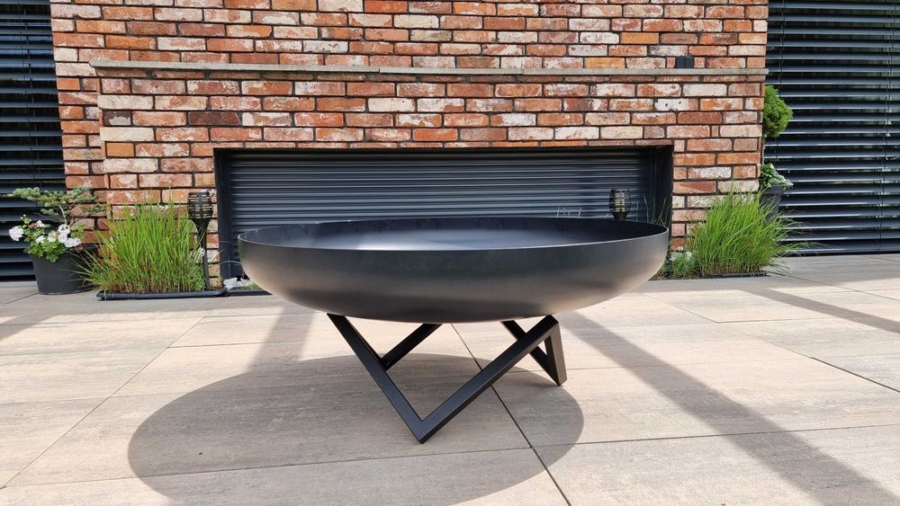 Solidne Duże  Palenisko ogrodowe Głębokie Czarne 100 cm Stalowe 3 mm