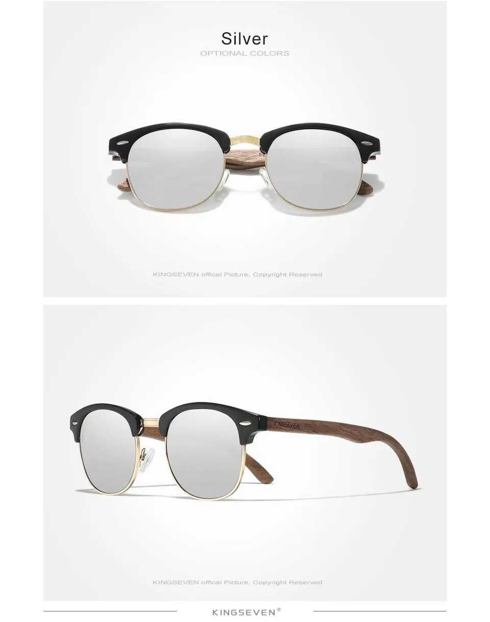 Okulary KINGSEVEN Czarne/drewno vintage  polaryzacja jak RAY-BAN