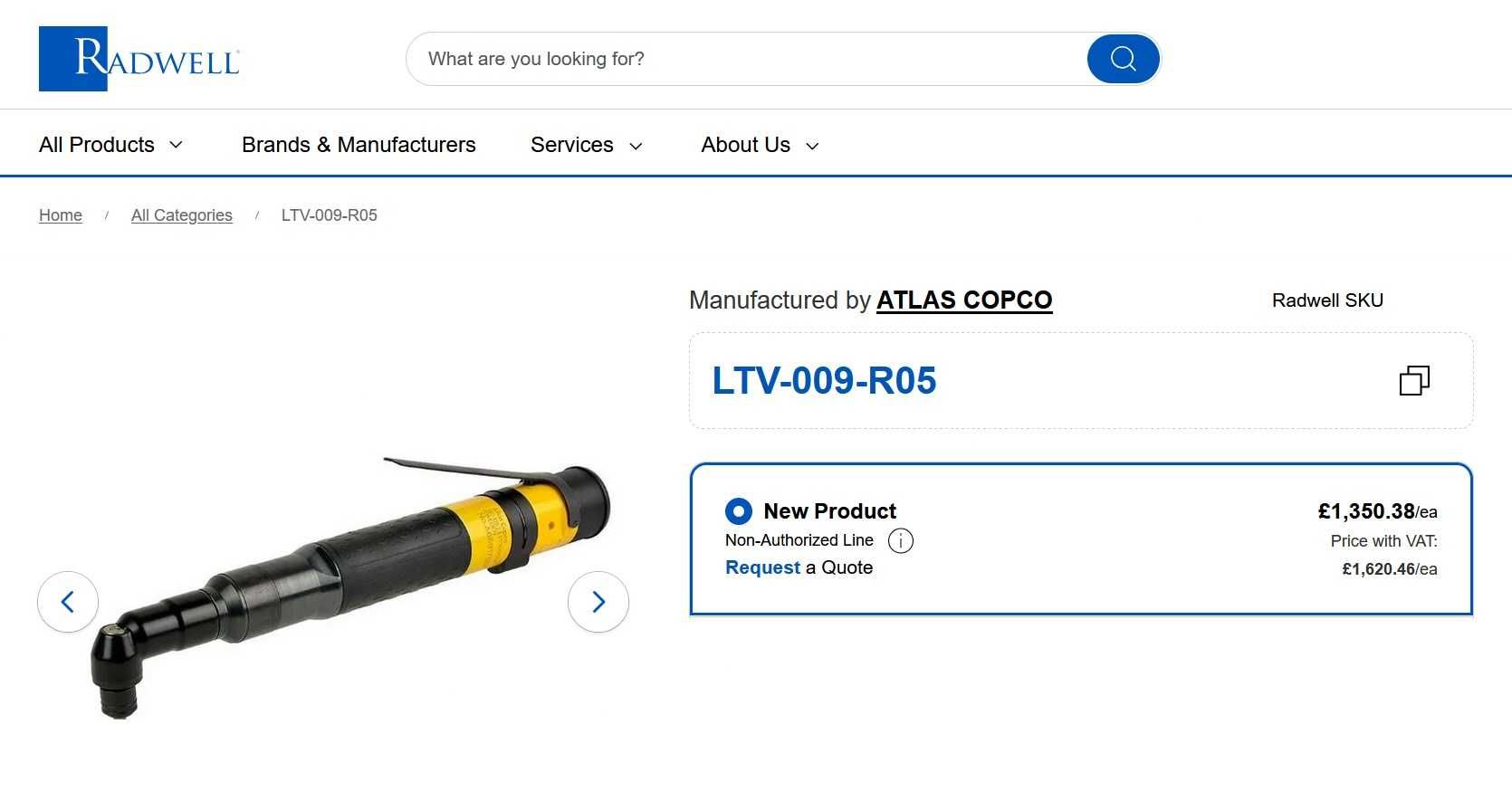 Wkrętarka kątowa Pneumatyczna ATLAS COPCO LTV009 R05 Wkrętak Śrubokręt