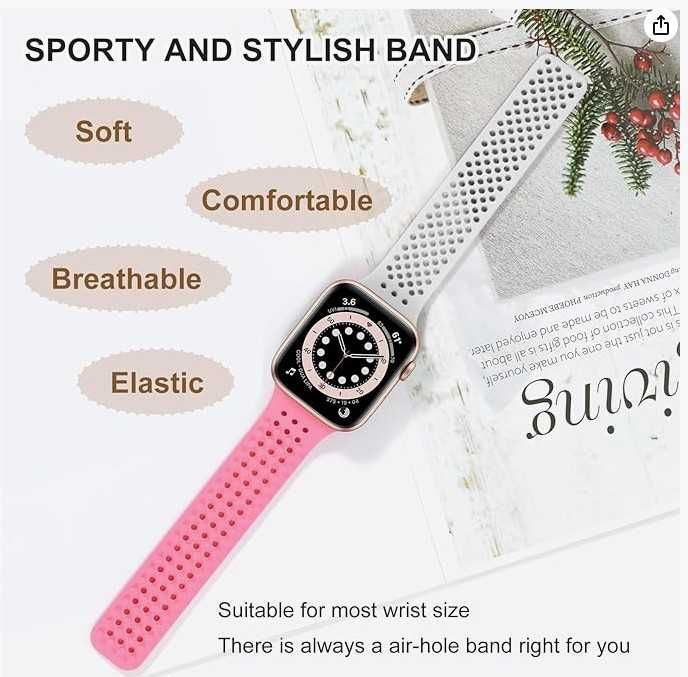 Pasek do zegarków Apple Watch 42/44mm biało-różowy Coholl