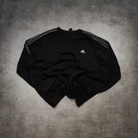 MĘSKA Bluza bez Kaptura Crewneck Bawełniana Adidas 3 Paski Czarna Haft