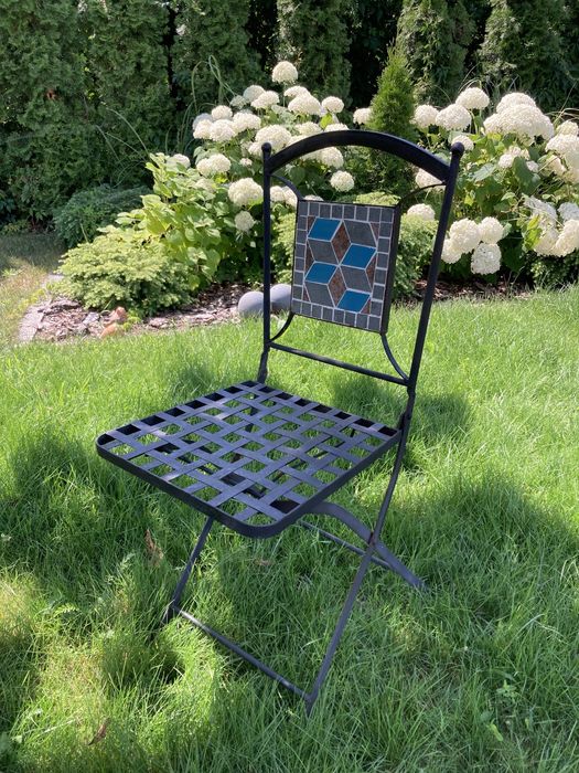 Metalowe, składane krzesło ogrodowe