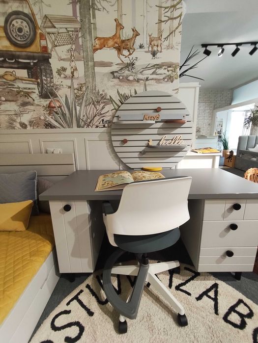 Zestaw mebli - chłopiec/ nastolatek łóżko szafa biurko szare