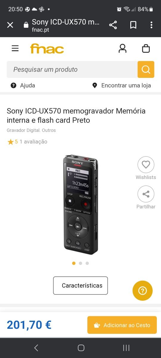 Gravador de Voz SONY super alcance redução de ruído COM USB