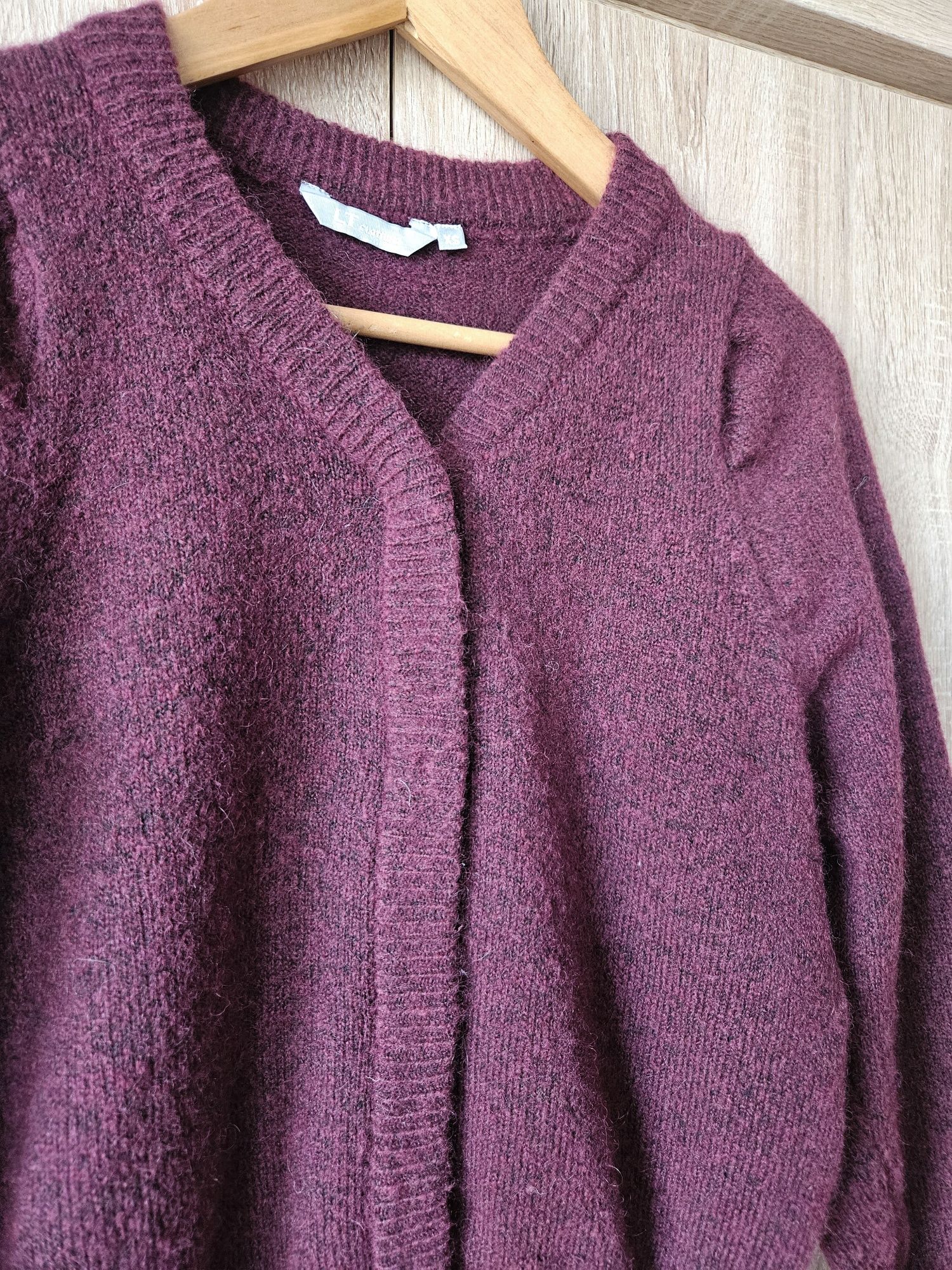 Bordowy sweter z wełną XS 34 S 36