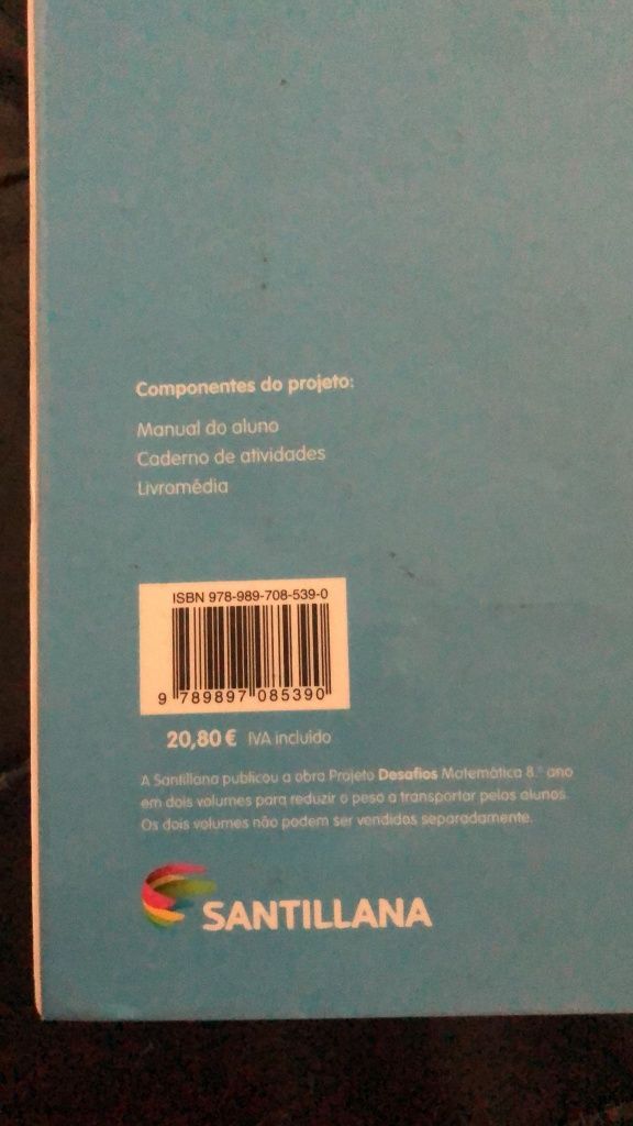 Manual de Matemática 8º ano pouco uso