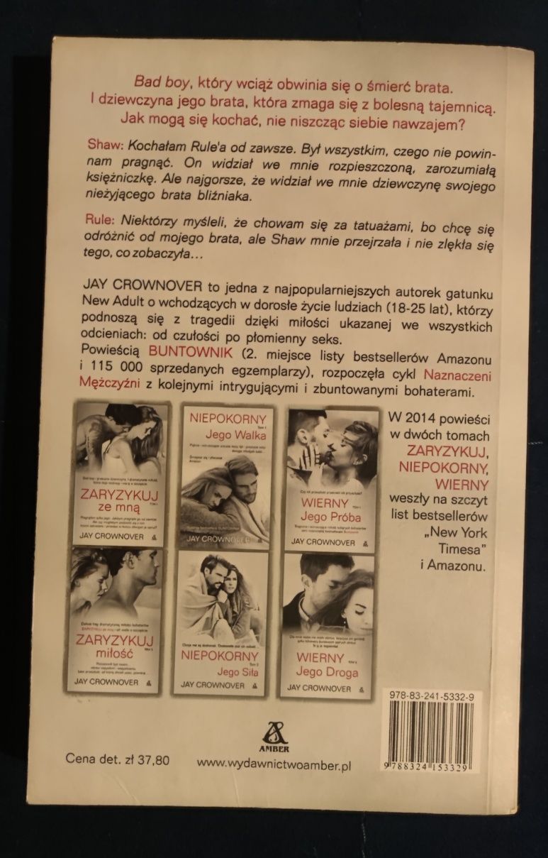 "Buntownik" Naznaczeni mężczyźni Jay Crownover