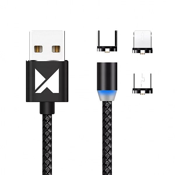 Kabel Usb Magnetyczny 3w1 z wymiennymi końcówkami