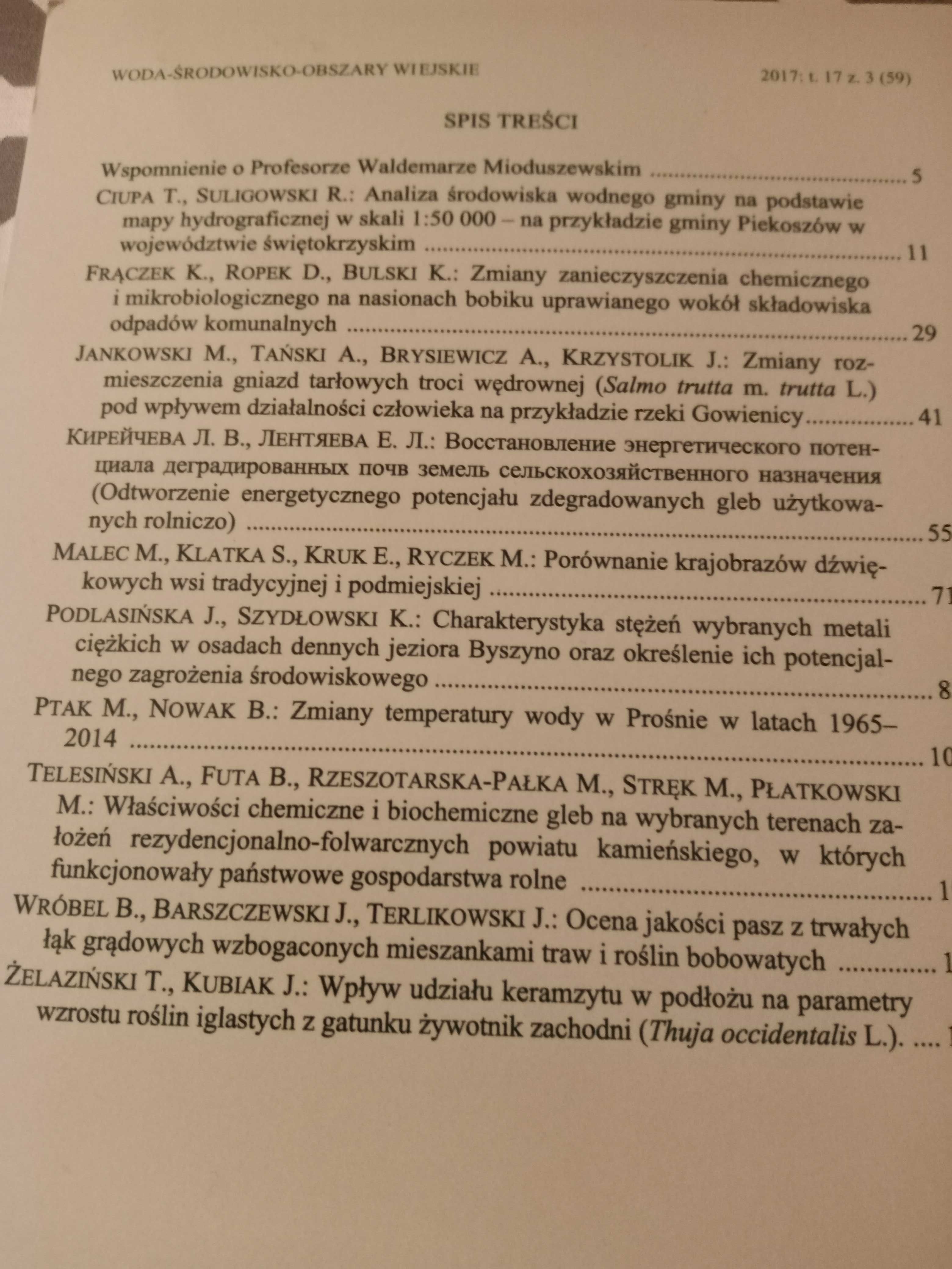 Woda-Środowisko-Obszary-Wiejskie Czasopismo tom 17 zeszyt 3