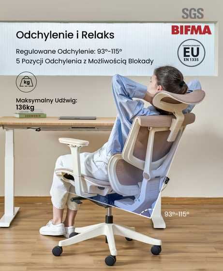 Ergonomiczne Krzesło z Wieloma Regulacjami (C7)