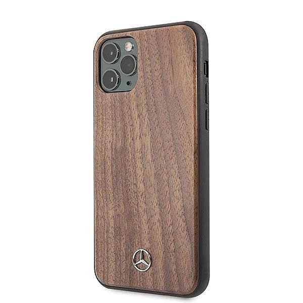 Etui Mercedes Wood Line Walnut na iPhone 11 Pro Max - brązowe
