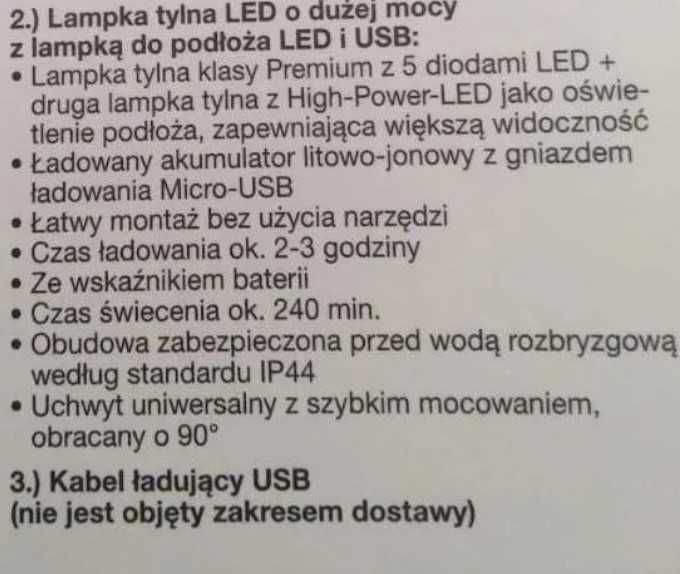 Oświetlenie rowerowe Fisher LED/USB