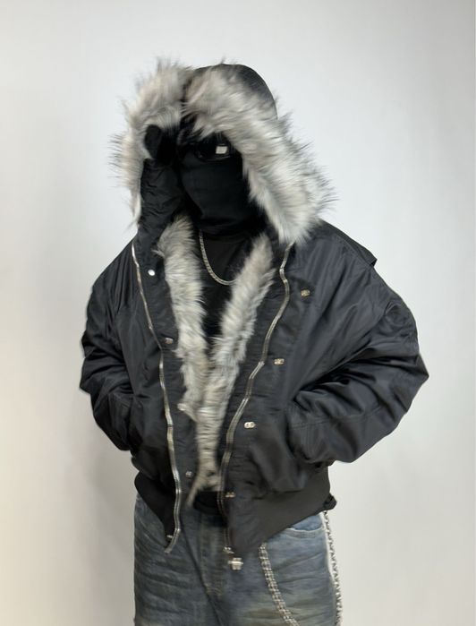 Бомбер чорний МА-1 з мехом аляска куртка пуховик opium чорна