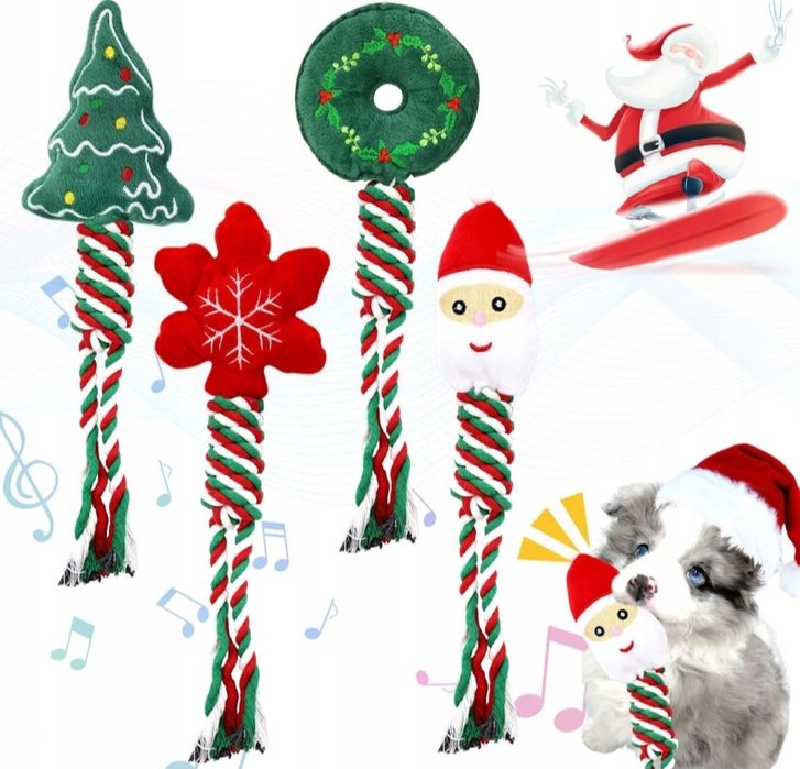 4 sztuki Zabawka dla psa piszcząca Bożonarodzeniowa
