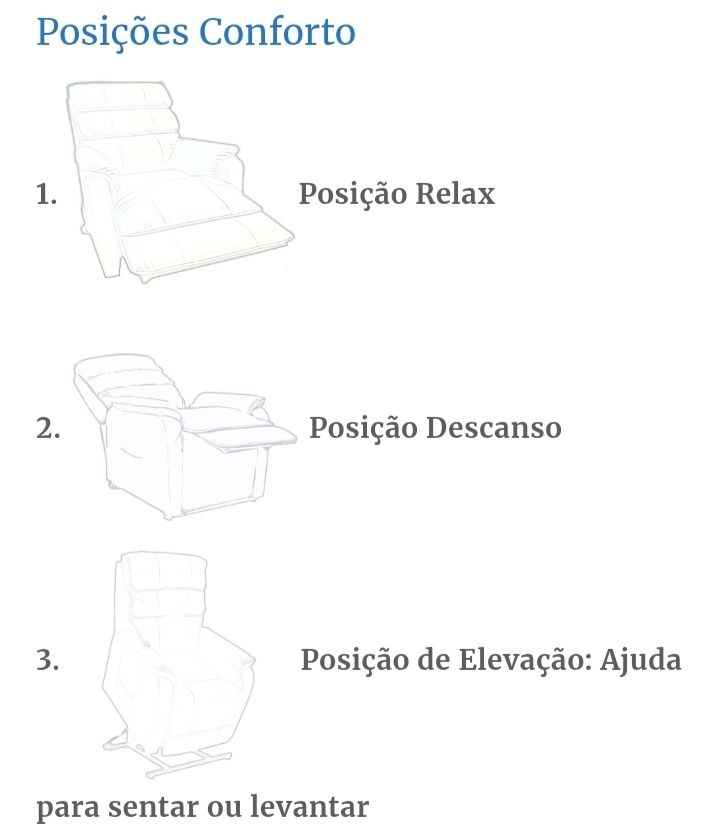 Poltrona/Cadeira/Cadeirão Geriátrico Elétrico com Elevação