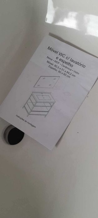 Móvel WC, Ferro preto com lavatório incluido, gaveta inferior.