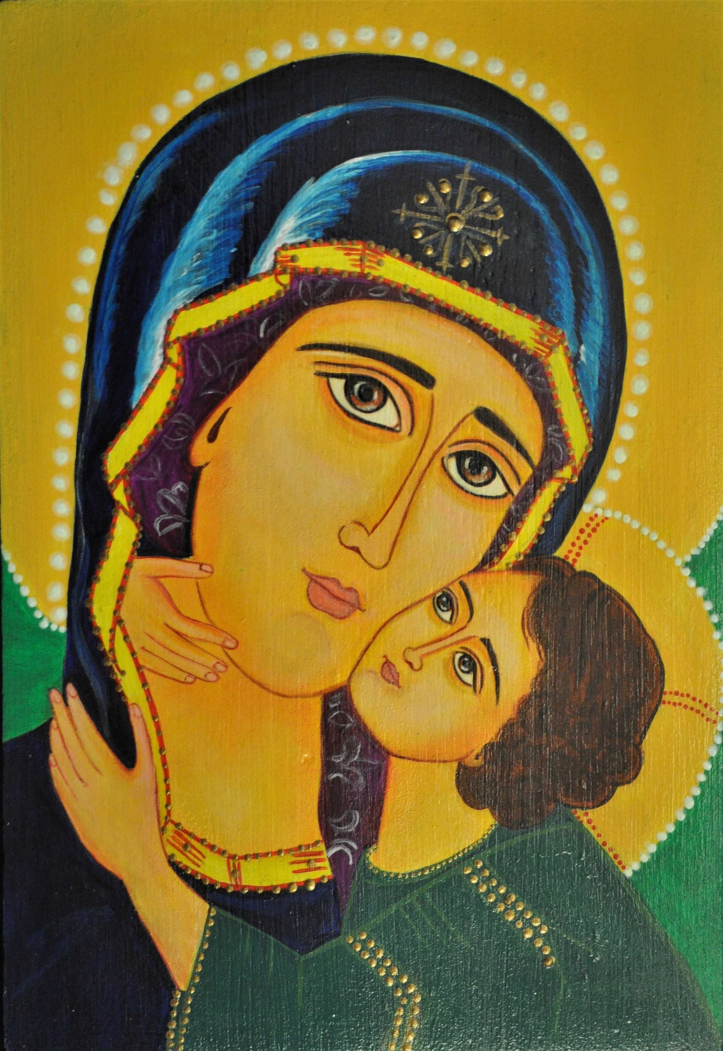 Matka Boska z Dzieciątkiem - obraz malowany na desce