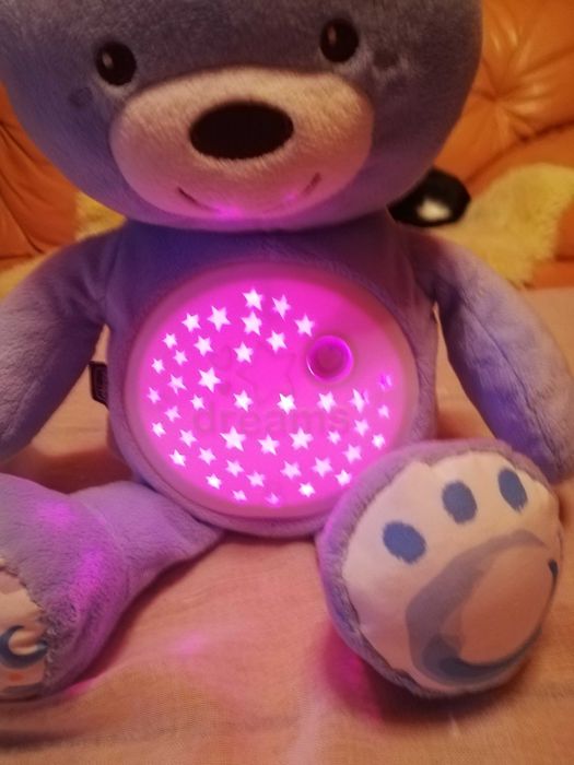 CHICCO miś z projektorem, lampka i kołysanki.