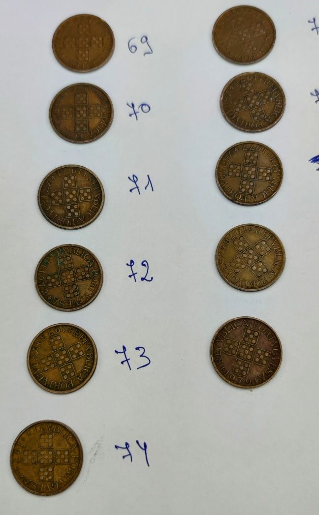 Moedas de 50 centavos, série completa 1969/1979
