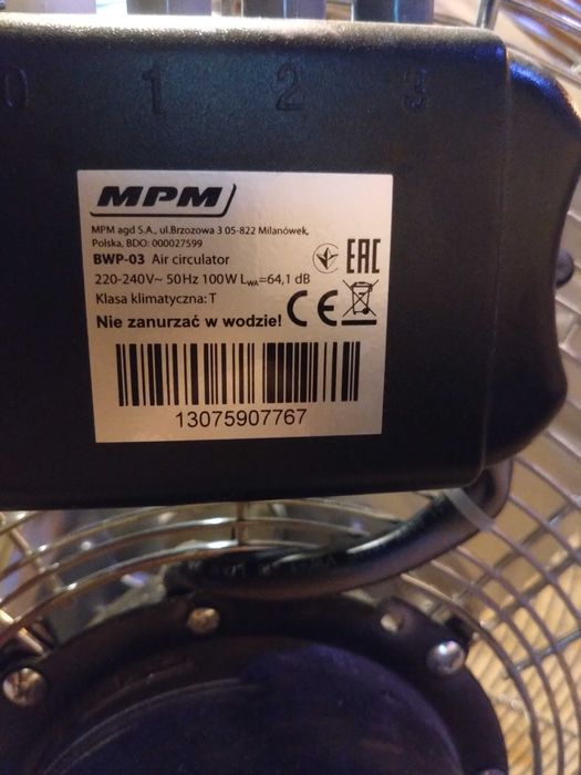 Wiatrak 100 W cyrkulator powietrza podłogowy