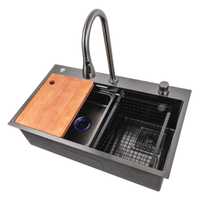 Мойка для кухни  Platinum PVD черная 750-450mm(3.0/1.0)mm