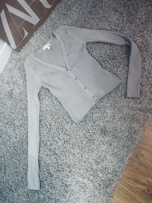 Kardigan w prazki rozm xs HM szary na guziki sweter