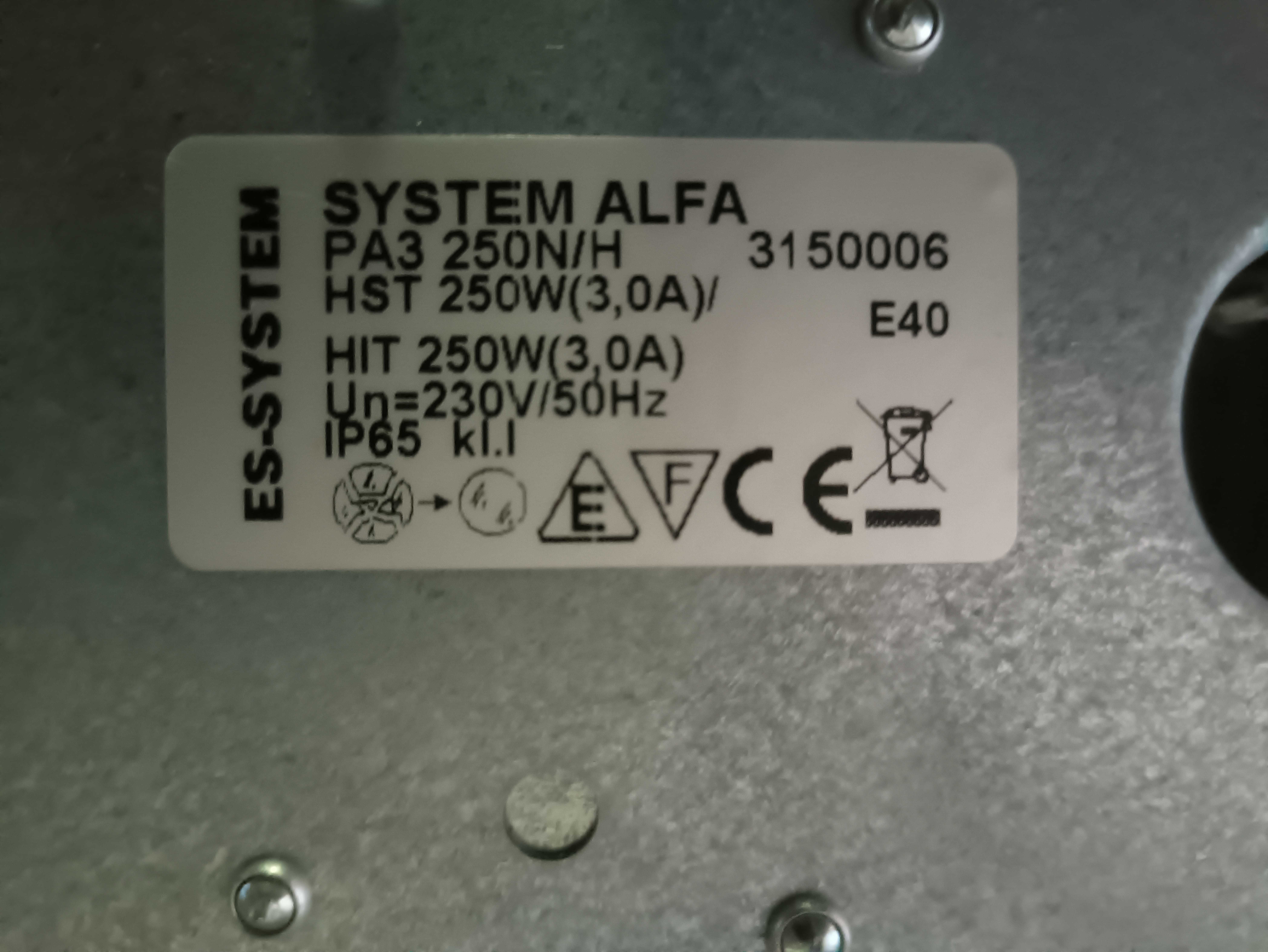 Lampy sodowe E40, 250W, Możliwość przeróbki na LED, ES-SYSTEM ALFA