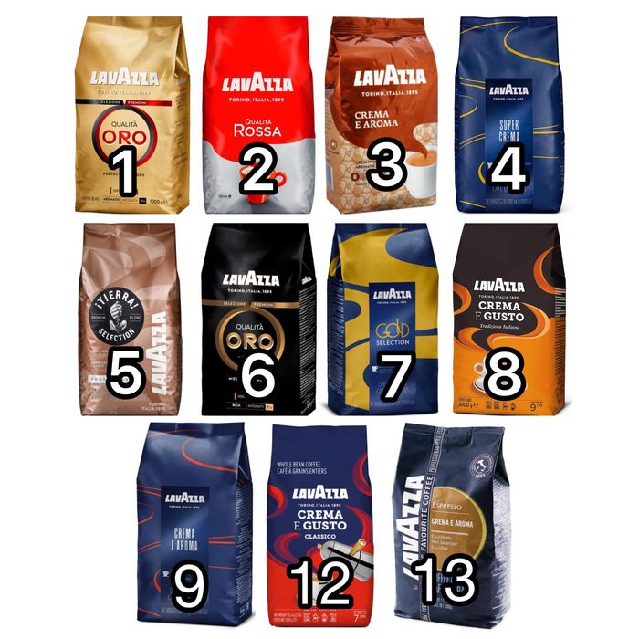 Кава Lavazza зернова Oro, Rossa, Crema, Tierra