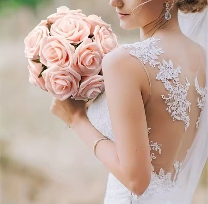 25 szt. sztuczne kwiaty róże z prętem bukiety ślubne dekoracje domu