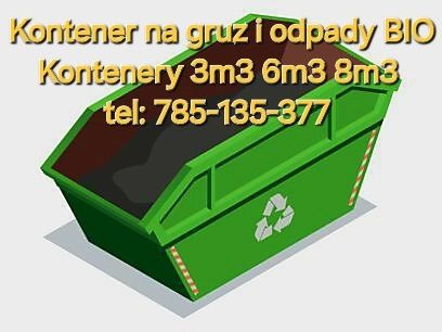 Kontenerowy wywóz gruzu, liści, BIO, odpadów, kontenery 3m6 6m6 8m3