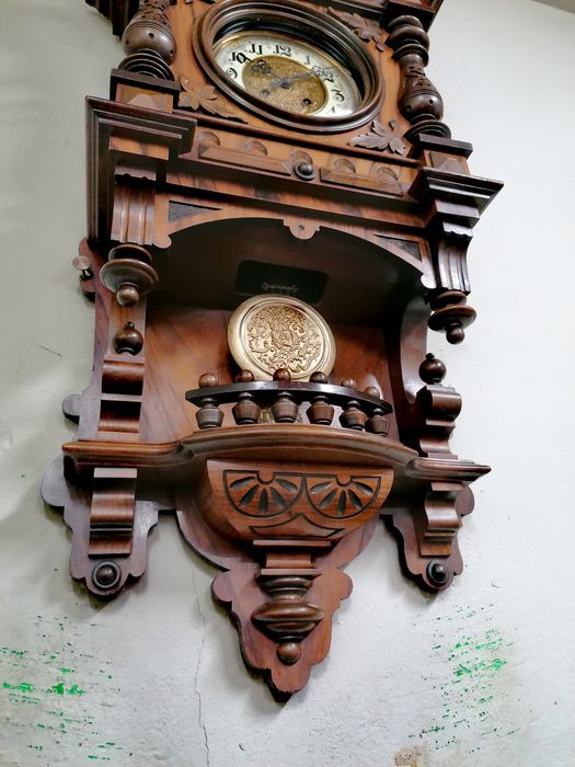 Piękny zegar GUSTAV BECKER wiszący Ślązak z 1900r.