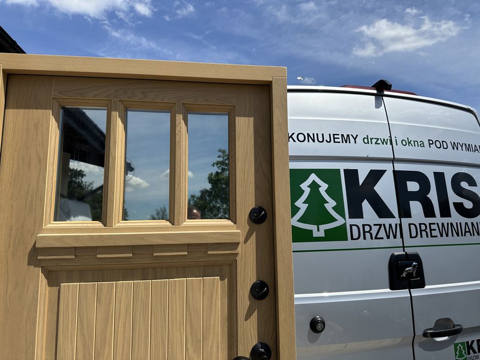 Drzwi wejściowe zewnętrzne drewniane Amerykańskie schlage Montaż PL