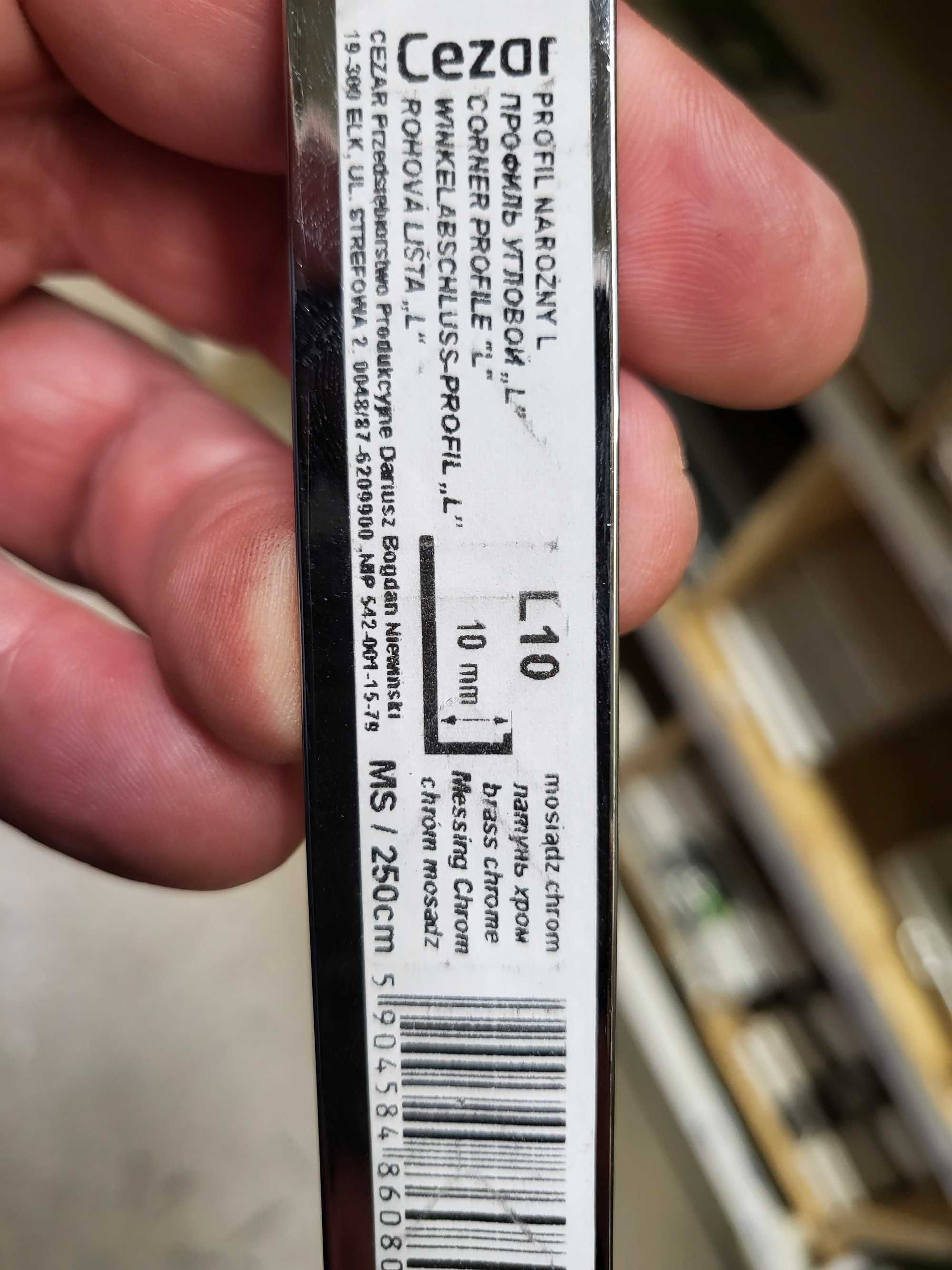 Profil narożny zewnetrzny L listwa ozdobna mosiądz chrom 10mm/2.5m