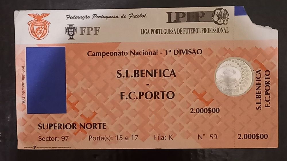 Vários Bilhetes de Jogo, Benfica-Porto, Estádio da Luz