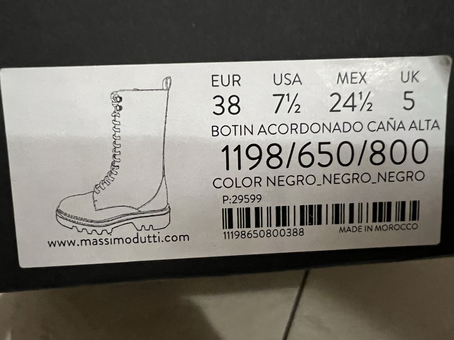Ботинки чорні шкіряні Massimo Dutti 38 розмір