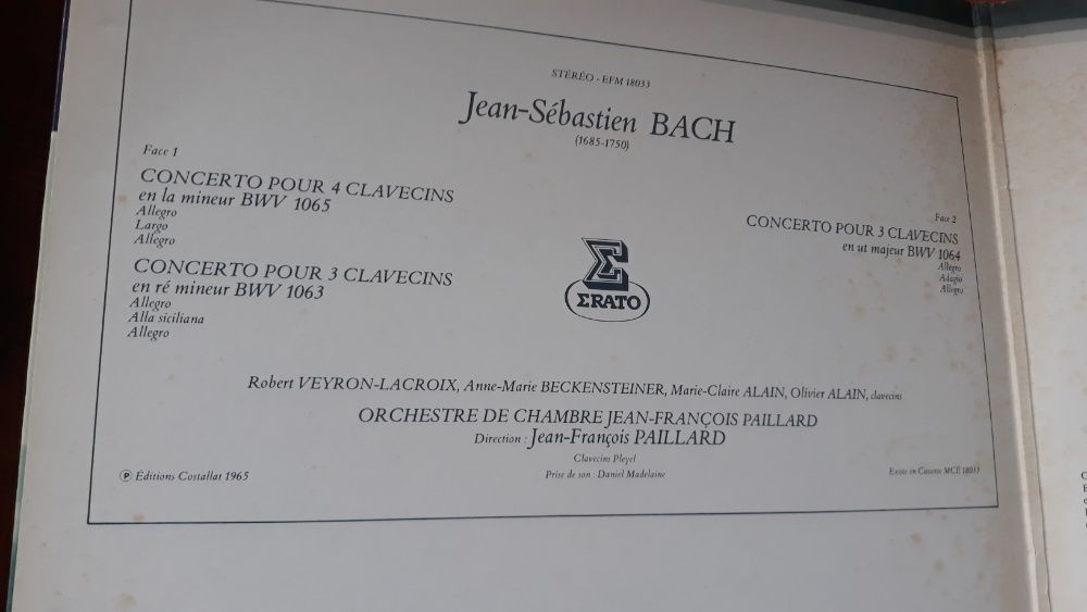 Vinil - Concertos para 3 e 4 Cravos, J. S. Bach