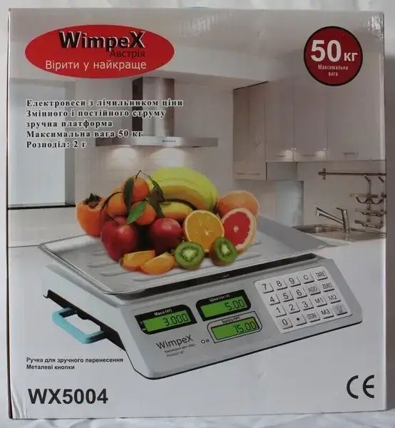 Ваги Торгові електронні Wimpex WX-5004 весы торговые 50 кг/6v/2г